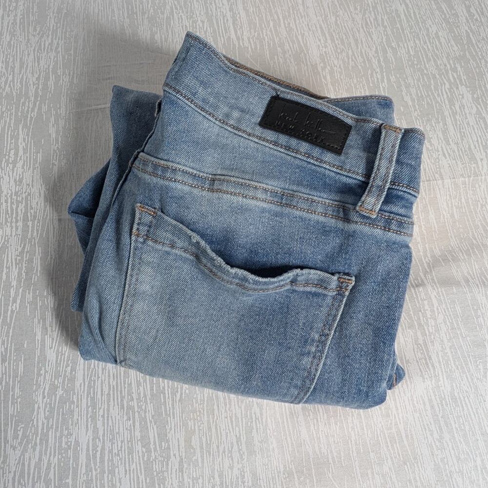 Nicole Miller Soho High Rise Ankle Slim Jeans Size 4 Blue Distressed Raw Hem